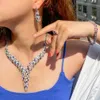 Wedding Jewelry Sets CWWZircons Heavy Cubic Zircon Stone Work Multicolor Big Necklace Arabic Dubai Bridal Set Luxury Accessories T666 230717