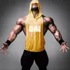 Mens Tank Tops Men Bodybuilding Cotton Top Gym Fitness Hooded Vest ärmlös skjorta Summer Casual Fashion Workout Brand Clothing 230717