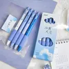 4pcs/paczka niebieska seria 0,5 mm żel Pen Black Furn Pisanie dla uczniów Soft Touch Prywerirey Office School Supplies