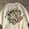 Mens Tshirts Hiphop Trend Pure Cotton Shortsleeved Men Poker Letter Printing Loose Summer Plus Size Par Tops Harajuku Y2K 230717