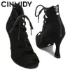 Dansschoenen Zwart Latin Dansschoenen Vrouwen Tango Salsa Rumba Ballroom Satijn Dans Laarzen Vrouwen Rode Sexy Pole Dansschoenen dames Hoge Hakken 230715