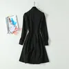 Casual Dresses Quality 2023 High Est Runway Spring Dress Women's Long Sleeve Black Bow Collar Minimalist Shirt