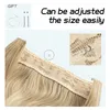 Wig Caps Synthetic No Clip Wave Hair Extensions Ombre Natural Black Blonde Pink False Hairpiece Fish Line Fake 230714