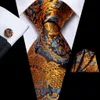 Bolo Ties Hitie 100% Silk Luxury Mens Ties Floral Black Gold Ties Paisley Slyckig Pocket Square Cufflinks Set Men's Wedding Party Tie 230717