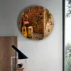 Horloges murales articles de guitare briques horloge ronde acrylique suspendu temps silencieux maison intérieur chambre salon bureau décoration