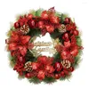 Coroas de Natal de flores decorativas para porta da frente 12 polegadas ao ar livre decoração de guirlanda interna com pinhas