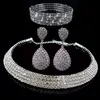 Wedding Jewelry Sets Fooderwerk Bride Classic Crystal Choker Necklace Earrings Bracelet Accessories 230427