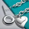 925 Sterling Silver Two Heart Pendant Armband Chain For Women Man Wedding Engagement Fashion Charm Party Jewelry