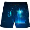 Shorts masculino 2023 AI Technology Cool Series Impressão 3D para homens Verão Calças de praia de secagem rápida Calças curtas esportivas casuais Roupas masculinas