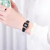 Montres-bracelets SKMEI 1252 montre pour femme maille ceinture en acier inoxydable carré réglable bracelet étanche montres numériques pour les femmes