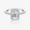 Jachon 2023 Hot Selling Rings Emerald Cut Rectangular Mosan Diamond Ring 925 Sterling Silver Ring Plated in White Gold