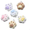 100 pçs Cute Pink Cat Garra Resin Charms DIY Cartoon Animal Brinco Pet Gargantilha Pingentes Jóias Acessório Fazendo 20x22mm