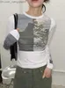 Женские трикотажные трибуны Tees tonngirls Grunge Tops Корейская футболка с длинным рукавом Y2K Винтажная футболка женская футболка для весной улицы 2022 года Z230717