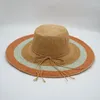 Chapéus de aba larga 202303-pan-Bohemia Férias de verão Proteção UV Grama listrada Chapéu de sol feminino Boné de lazer feminino