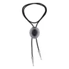 Pendentif Colliers Bolo Cravate Cravate Cadeau Costume Américain En Cuir PU Réglable Accessoires Alliage Ovale Vintage Rodeo Collier Pour Les Hommes De Fête