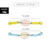 Bracelets porte-bonheur 2 pièces/ensemble bleu jaune perles cheville pour femme bohème fait à la main coloré gland coquille naturelle bracelets de cheville bijoux