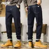 Jeans da uomo HIQOR 2023 Pantaloni Harem Pantaloni da jogging casual Solid Cargo Abbigliamento da lavoro di alta qualità Stile business Denim Nero Blu scuro