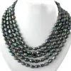 Hand knotted natural 8-9mm freshwater cultured baroque black pearl necklace long 254cm fashion jewelry