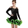 Stage Wear Lady Dance Clothing Latin Costumes Ruffle Style Dancing Dress For Women Ballroom Tango Dancewear Green