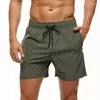 Shorts masculinos 2023 calção de banho elástico praia com bolsos com zíper e forro de malha