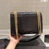 Bolso de lujo bolsos de diseñador Bolsos de hombro Cuero Moda Clásico Sobre Bolso de cadena Oro Plata Signo Y Letra Mujer caviar crossbody billetera negra solapa Cocodrilo