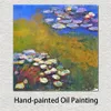 Handmade Canvas Art Claude Monet Painting Water Lilies 1914-1917 Village Landscape Artwork Bathroom Decor