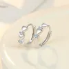 Studörhängen 925 Silver Needle Love Heart Cubic Zirconia Earring for Women Wedding Present Ear Pierced Fashion Jewelry EH1343