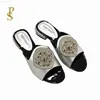 Slippers African style women's shoes metal rimmed Rhinestone slippers low heel women's sandals Wear women's shoes at the party L230717