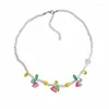 Choker Beaded Series Necklaces Fresh Cyan Crystal Flower Short Necklace Daisy Mushroom Cute Collares Bohemian Jewelry 2023