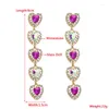 Dangle Earrings Multi Colors Romantic Lovely Heart Fuchsia Charm Crystal Drop Trend Luxury Long Pendientes For Women