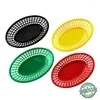 Plates 12pcs 9.25" Oval Plastic Fast Basket French Fries Serving Platter Dinner Restaurant Bar Bread TrayDozen Black Yellow