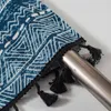 Curtain Bohemian Style Blue Geometric Printing Half Small Window 1Pcs Dustproof Home Deco