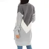 Kadın Sweaters Logami Örme Cardigan V Boyun Geometrik Colorblock hırka Kadınlar Uzun Kollu Cep Kazak Uzun Triko L230718