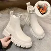 Новая летняя зимняя зимняя chelsea boots Женская платформа вентиляционная обувь черные белые ботинки для женщин для женщин мех короткие коренастые готические туфли L230704