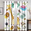 Curtain 3D Cute Cartoon Monkey Funny Zoo Children's Thin Window Curtains For Kids Living Room Bedroom Decor 2 Pieces