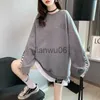 Dames Hoodies Sweatshirts Casual Rits Gesplitst Nep Twee Stukken Sweatshirts Dameskleding Mode Brief Bedrukt Losse Ronde Hals Truien Vrouwelijk J230718