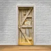 Naklejki ścienne vintage drewniane drzwi klej winylowy tapeta salon sypialnia dekoracyjne drzwi pokrywa niestandardowe rozmiar wystroju domu plakaty 230717