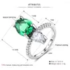 Pierścionki ślubne Klasyczna wodna zielona cyrkon kropelki geometryczny Pierścień dla kobiet mikro-inkruknięty symulacja biżuteria małżeńska miłość