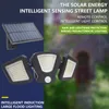 Luzes solares de parede sensor de movimento ao ar livre 216 LED split ajustável 3 cabeças lâmpadas de inundação jardim quintal luz de rua à prova d'água