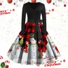 Casual Dresses Women's Swing Cocktail Party Dress For Christmas Long Sleeve V Neck Classic With Belt Tunic Korean Style