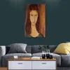 Mooie vrouw canvas kunst studeerkamer decor Jeanne Hebuterne Ii Amedeo Modigliani schilderij handgemaakte hoge kwaliteit