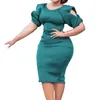 Casual Dresses Elegant Women's Dress Summer Solid Short Sleeve Formal Occasion For Women Plus Size Office Ladies Bodycon Party Midi