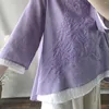 Etniska kläder cheongsam kvinnor plus storlek toppar 2023spring mode bomullslinne blandning broderi oregelbunden kinesisk stil lös qipao skjortor
