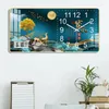 Relógios de parede cristal porcelana pintura relógio sala de estar com calendário mudo quartzo decorativo design moderno