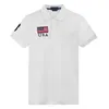 National Flag Embroidery American Short Sleeve T-shirt Men's Polos Shirt Pure Cotton Polos Collar Casual Versatile T-shirt Half Sleeve Fashion