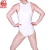 Canotte da uomo Canotte da uomo in finta pelle sintetica Gilet lucido senza maniche Top intero Shapewear Costumi da bagno Abbigliamento da spiaggia estivo Body attillato