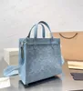 أكياس Luxurys Women Dempsey Carryall Totes Leather Denim Handbag Bag Lady Cross Body Chain Base