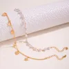 Anklets Fashion Love Star Pärled Pendant Feet Chain för kvinnors enkla geometriska legering Pearl Stone Double Layer Anklet 23831