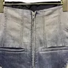 Kadınlar Short's Orijinal Tasarım Markası Highquality Washed Fermuar Kot Moda Yüksek Bel Cep Ünlü Lüks Denim Şort Pantolon 230718