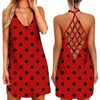 Casual Jurken Klassieke Polka Dot Print Vrouwen Jurk Sexy Hollow-Out Backless Y2k Band Mini Party Zomer Mode boho Strand Vestidos